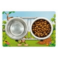 thumbnail image 1 of Nursery Pet Mat for Food and Water, 3 Monkeys Playing in a Tropical Forest Banana Africa Safari Nature, Non-Slip Rubber Mat for Dogs and Cats, 18" X 12", by Ambesonne, 1 of 2