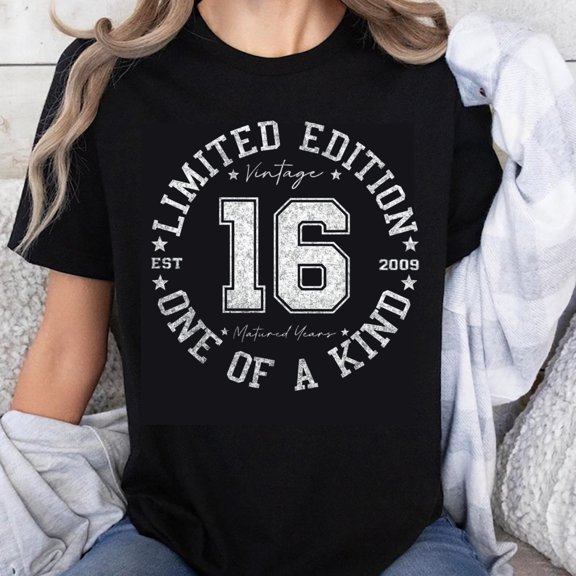 100% Cotton Limited Edition Vintage 16 Years Old Birthday T-Shirt One of a Kind Established 2009 Women's Classic Crewneck Shirt