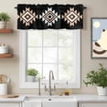 thumbnail image 2 of Triangle Combination Pattern Valance Curtain White Brown Black Retro Decor Window Valances Rod Pocket Short Curtains Window Treatments for Kitchen Bedroom Bathroom Laundry 60" x 14", 2 of 9