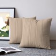 thumbnail image 2 of Pillow Covers 18x18 Set of 2, Beige Tan Throw Pillow Covers Decorative Couch Cushion Cover, Farmhouse Striped Modern Artwork Microfiber Soft Square Pillowcases for Bedroom Living Room Sofa, 2 of 9