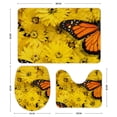 thumbnail image 3 of GZHJMY Bathroom Mat set of 3， Butterfly with Flowers 3 Pieces Bath Mats Set for Bathroom, Vintage Style Non-Slip Washable Cover Floor Rug Decorations for Kitchen Bathroom Bedroom, 3 of 6