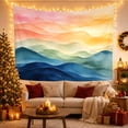 thumbnail image 3 of Rainbow Mountain Ridges Across a Layered Horizon, Serene Watercolor for Nature Lovers, Abstract Landscape Art, Housewarming Gift, Tapestry Wall Hanging for Bedroom and Studio, 3 of 7