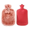 Jlong Hot Water Bottle with Fleece Cover, 2L Hot Water Bag for Hot and