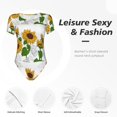 thumbnail image 6 of Easygdp Plump Sunflower And Sketch Women's One-Piece Swimsuit Slim Fit Crew Neck Bodysuit Athletic Swimwear with Concealed Buckle - Small, 6 of 9