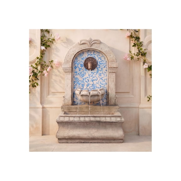 Manhasset 30 1/4" High Large Italian Outdoor Decor Blue Faux Stone Floor Fountain Waterfall Outside Garden Patio