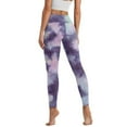 thumbnail image 2 of COEQINE Casual Yoga Leggings for Women with Pockets High Waisted Tummy Control Elastic Full-Length Pants Violet Tie-Dye Buttery Soft Hip Lift Tights for Hiking, M, 2 of 7