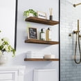 thumbnail image 3 of BAYKA Floating Shelves for Wall – Bathroom Shelves Rustic Wood with Metal Brackets for Bathroom, Bedroom, Kitchen, or Living Room Decor – Rustic Brown, 3 Set, Sturdy Storage with 22lb Capacity, 3 of 10