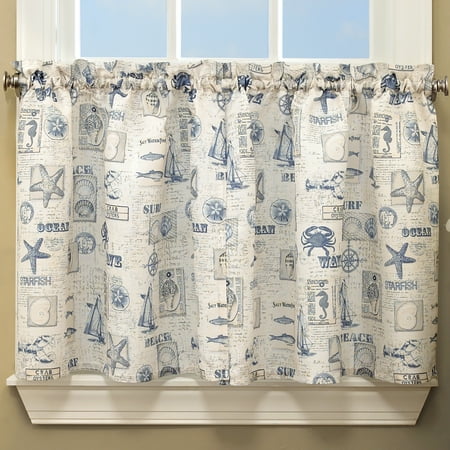 By The Sea Printed Ocean Beach Images Kitchen Curtains 24 36