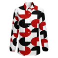 thumbnail image 4 of Geometric Retro Style Black Red White Long Sleeve Blouse Woman Streetwear Casual Shirts Summer Oversize Woman Streetwear Clothing Birthday Present, 4 of 7