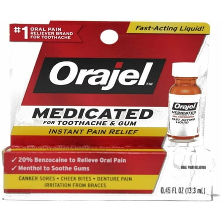 Orajel Instant Pain Relief Gel Toothache Maximum Strength, 0.45oz, 4-Pack