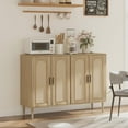 thumbnail image 6 of Rattan Sideboard Buffet Cabinet, 4 Doors Accent Storage Cabinet, Console Table Coffee Bar with Power Outlet, Adjustable Shelves for Kitchen, Dining Room, Hallway, Living Room, 6 of 9