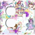 thumbnail image 4 of Metal Light Switch Plate Cover Fairytale Unicorn Fairy Castle FRY001, 4 of 13