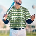 thumbnail image 6 of Balery Light Green Squares Baseball Jersey for Men Casual Button Down Shirts Short Sleeve Active Team Sports Uniform-Medium, 6 of 9