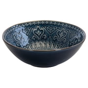 Elama Deepsea Mozaic 16 Piece Round Stoneware Dinnerware Set in Sea Blue