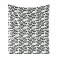 thumbnail image 1 of Cattle Soft Flannel Fleece Throw Blanket, Vintage Engraved Style Herd of Sheep and Lamb with Fur on White Background, Cozy Plush for Indoor and Outdoor Use, 50" x 70", Black and White, by Ambesonne, 1 of 6