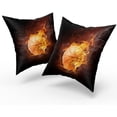 thumbnail image 2 of GZHJMY Basketball Decorative Pillow Cover Set of 2，Flame Basketball Speed Splash Pillowcase Black Pillowcase for Home Car Bedroom Decor Cotton Cushion Case 18X18 Inch, 2 of 5