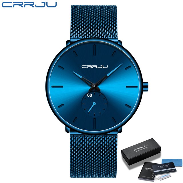 CRRJU, relojes de moda para hombre, reloj de cuarzo de lujo de marca superior, reloj deportivo informal resistente al agua de acero de malla delgada para hombre, reloj Masculino Tan Jianjun unisex