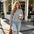 thumbnail image 5 of Womens Sweatshirt Nelozsy Women's Ribbed Mock Neck Sweatshirt Oversized Long Sleeve Casual Pullover Top Gray L, 5 of 8