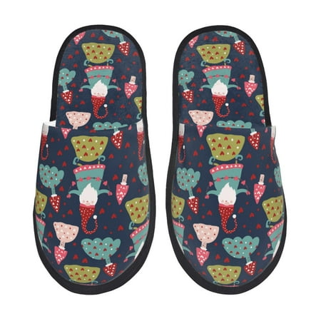 Balery Gnome With Mushroom Slient Indoor Furry Fleece Comfort House Shoes Soft Non-Slip Home Shoes Cotton slippers House Slippers-- Medium