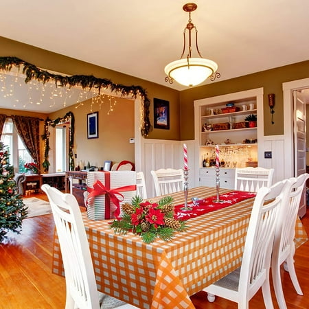4 Pieces Buffalo Plaid Tablecloth Check Disposable Table Cover Rectangle Gingham Plastic Picnic For Party Supplies 54 X 108 Inch Black And White Canada Check Tablecloth Disposable Plaid Table, What Size Chandelier Over Rectangular Tablecloth
