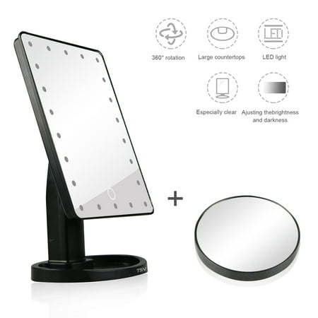 Lighted Vanity Makeup Mirror - Lighted Makeup Mirror 22Pcs Led Light Countertop Cosmetic Vanity Makeup Mirror with 10X Magnification Spot Round Mirror