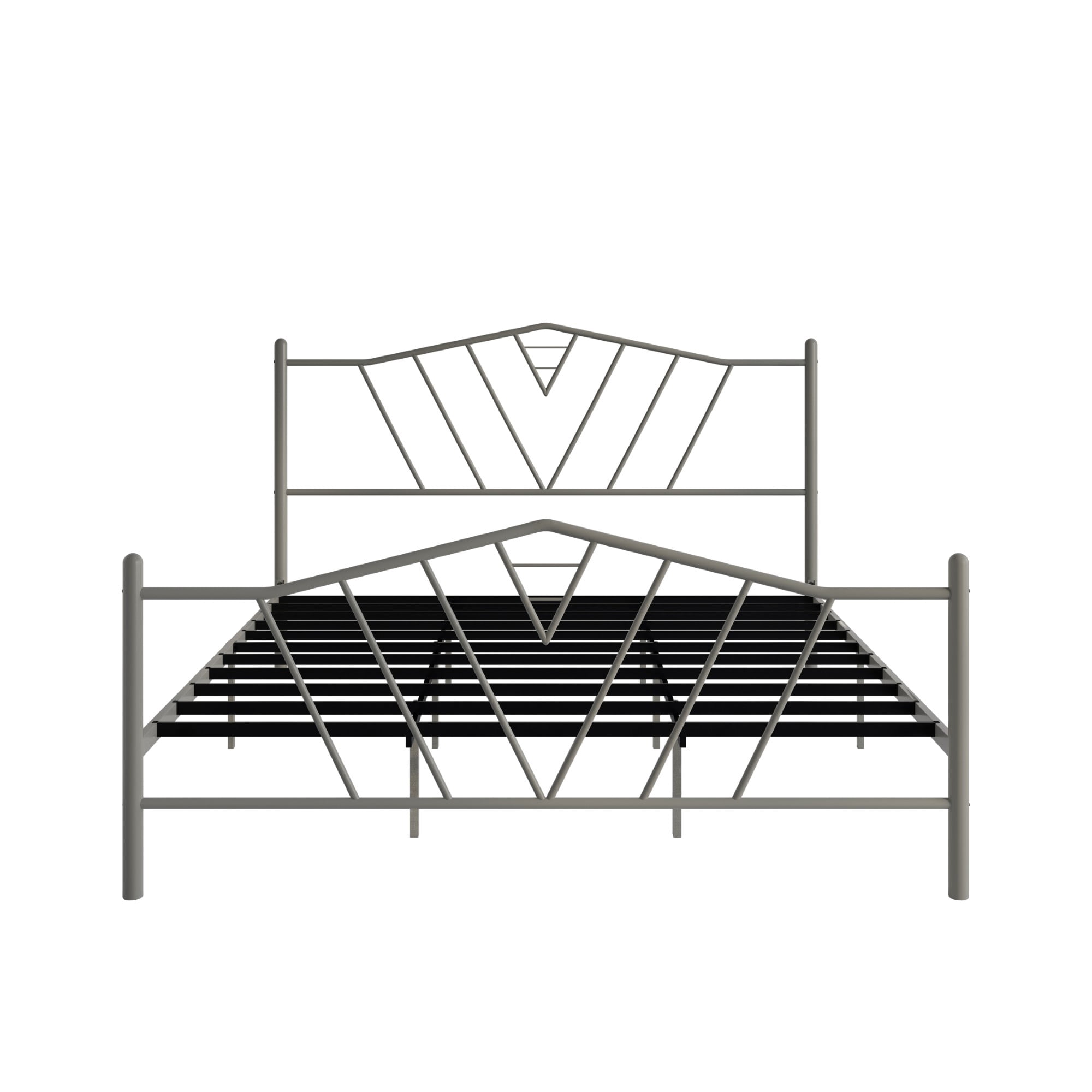 Home Design Valdosta Full Metal Platform Bed, No Box Spring Required, Modern Design, Easy Assembly, Sliver Gray