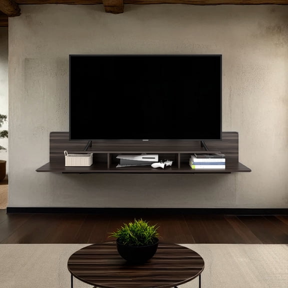 TV Stands With Storage Eudora TV Stand 11.7" H, 3 Shelves, Dark Brown - Living Room,Entertainment Centers