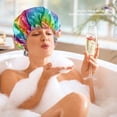 thumbnail image 2 of JUNWELL Bonnets de Bain et de Douche Réutilisables pour Femmes Cheveux Longs Double Couche Imperméables Bonnet de Bain et de Douche Protecteur pour Cheveux, 2 of 7
