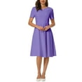 thumbnail image 2 of INSPIRE CHIC Women's Office Dresses Split Neck Short Sleeve Work A-Line Dress, 2 of 5
