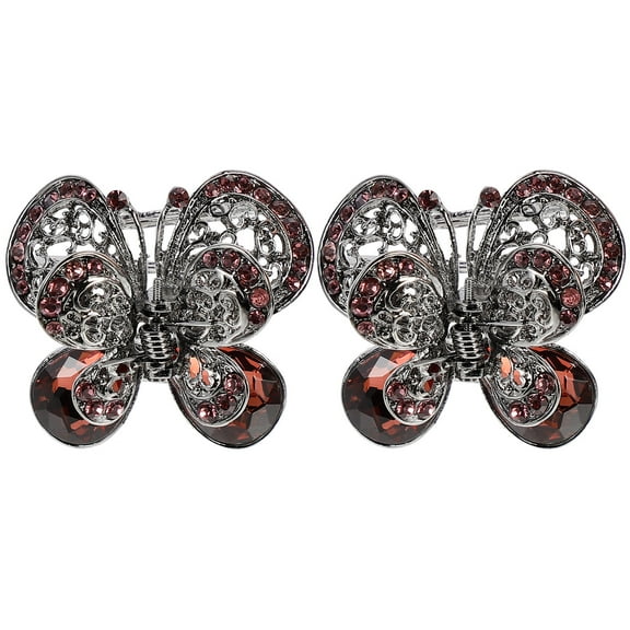 LEORX 2pcs Rhinestone Hair Clamp Butterfly Shape Hair Decoration for Women while Traveling
