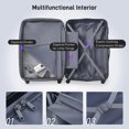 thumbnail image 5 of 3 Piece Lightweight Suitcase Sets with TSA Lock, Hardshell Luggage Sets with Adjustable Handle and 360° Spinner Wheels, 20in 28in 1Travel Bag, Purple, 5 of 6