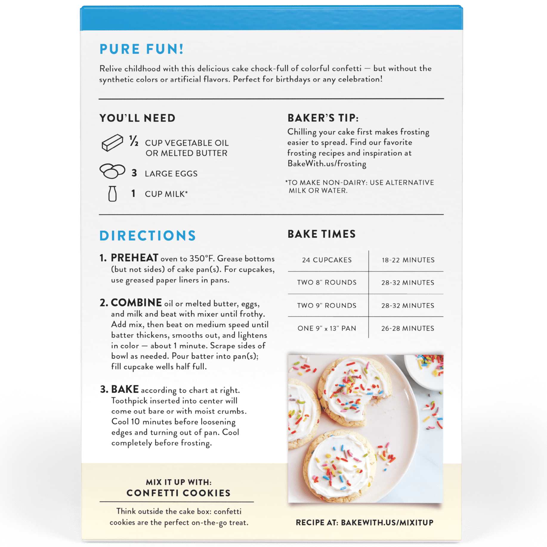 (3 pack) King Arthur Baking Company, Gluten-Free Confetti Cake Mix, 18 oz Box
