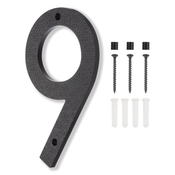 8 Inch House Numbers, House Address Numbers Sign Large Floating House Numbers Modern House Numbers with Screws for Outside Door Wall Street, Black, 9
