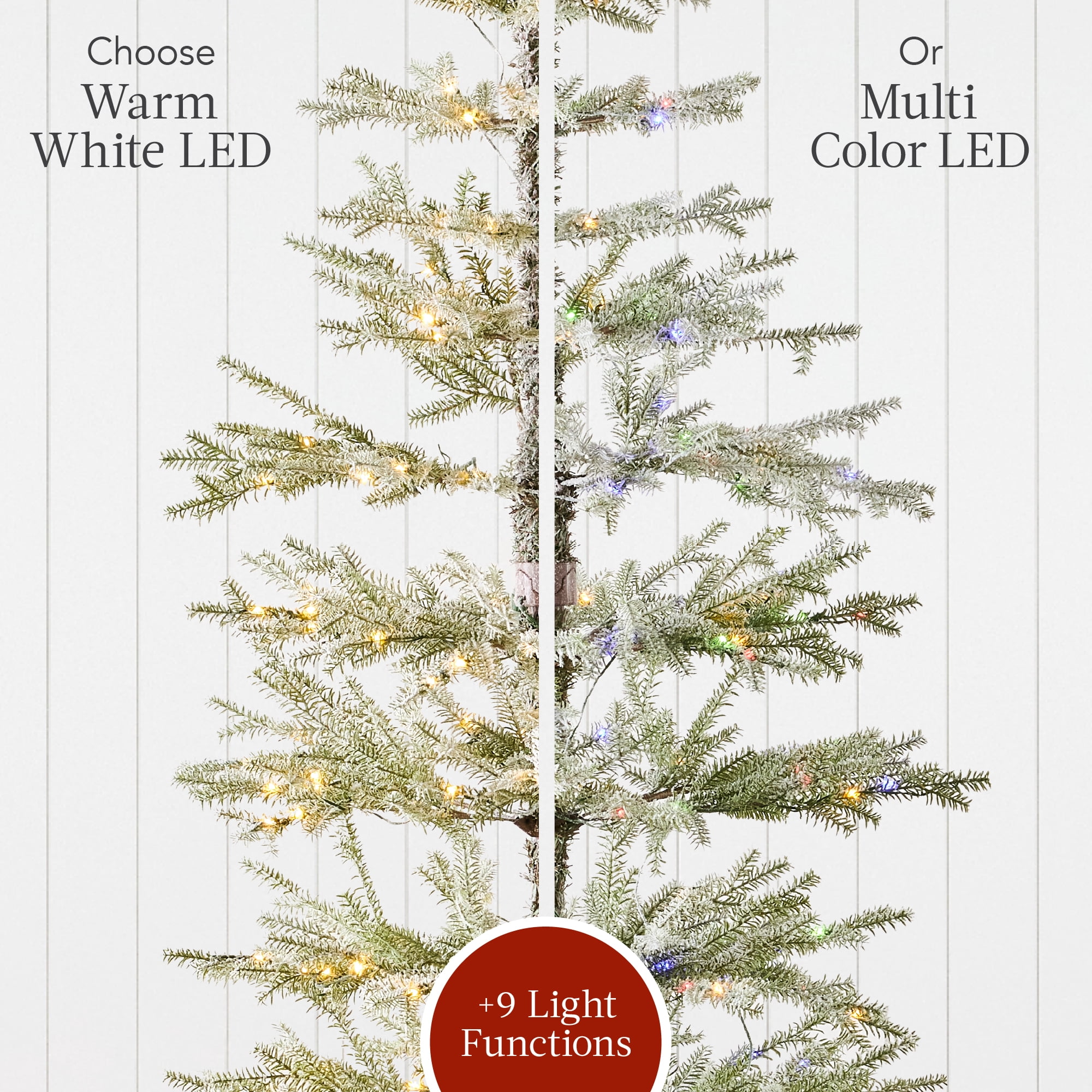 Best Choice Products Pre-Lit Flocked Sparse Christmas Tree 7.5ft Artificial Pine Tree, w/White & Multicolored LED Lights - Green