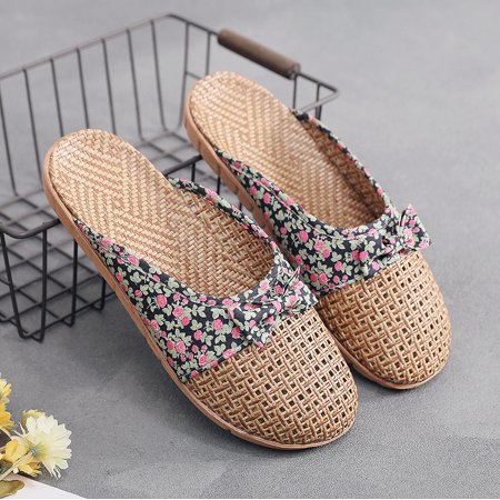 

YOTAMI Women s Sandals Fashion 2022 Women s Fashion Casual Butterfly Knot Slip On Slides Indoor Home Slippers Shoes Black