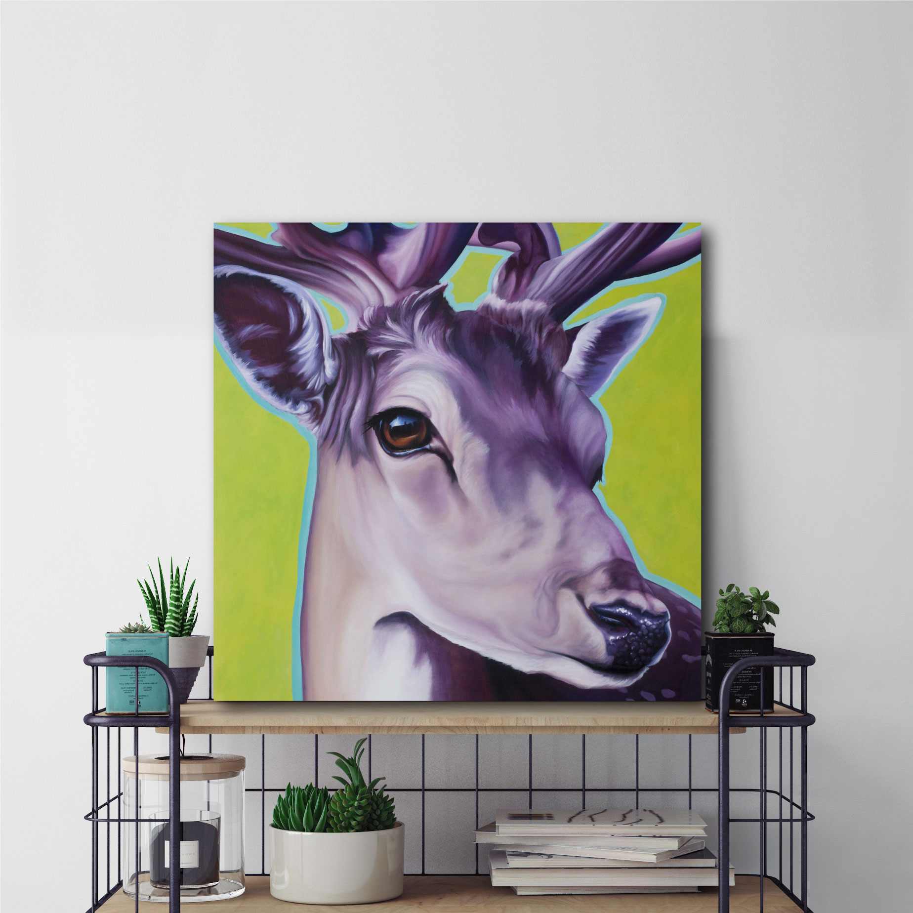 Green Deer Gallery-Wrapped Canvas Wall Art, 16x16
