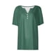 thumbnail image 5 of Camiseta de Mujer Camiseta Estampado Botón Manga Corta Diario Fin de Semana Moda Básica Cuello en V Regular Top Verde Oscuro/L, 5 of 7
