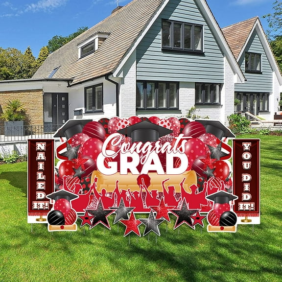 Victory Store Red Congrats Grad 36" x 72" Graduation Party Sign 22776