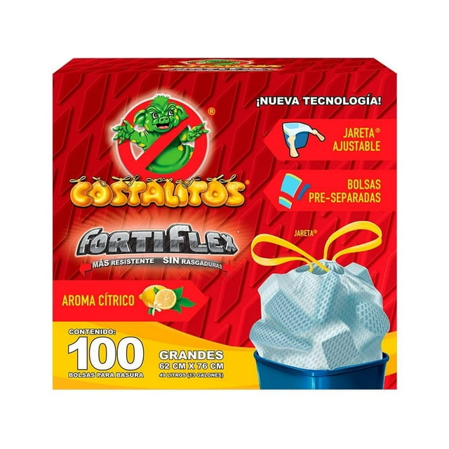 Bolsa para Basura Costalitos Fortiflex Grandes Aroma Cítricos 100 Piezas