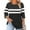 Black, variant on Womens Smocked Tops 3/4 Sleeve Plus Size Spring Shirts Striped Dressy Casual Fall Crew Neck Tops Striped Blouses for Women 3XL