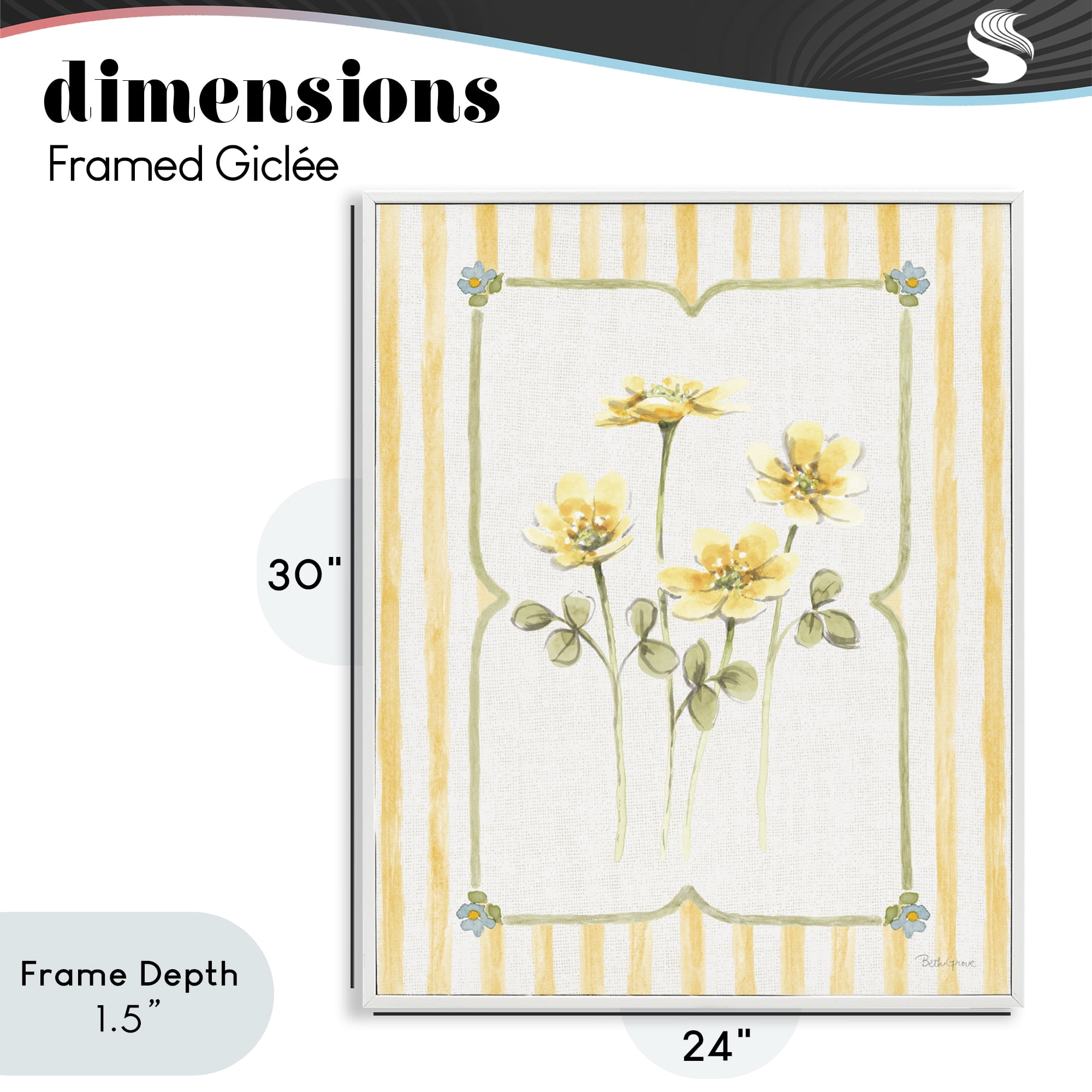 Stupell Industries Sweet Honey Florals White Framed Giclee Art, design by Beth Grove