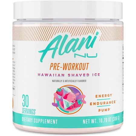 Alani Nu Pre-Workout Supplement Powder for Energy, Endurance, and Pump, Hawaiian Shaved Ice, 30 Servings