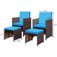 thumbnail image 3 of Lacoo 4 Pieces Patio Wicker Furniture Conversation Set with Two Ottomans Collapsible Balcony Porch Furniture, Blue, 3 of 3