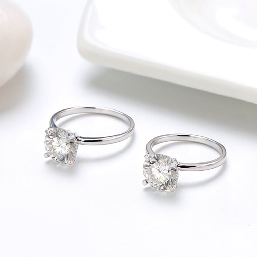 Amore Solitaire Engagement Ring for Women Moissanite Sterling Silver Ginger Lyne Collection