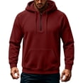 thumbnail image 2 of BVOFAR Mens Hooded Sweatshirt Winter Fleece Full Zip Jackets Quarter Zip Pullover Long Sleeve Outerwear with Multi Pockets Wine XL, 2 of 7