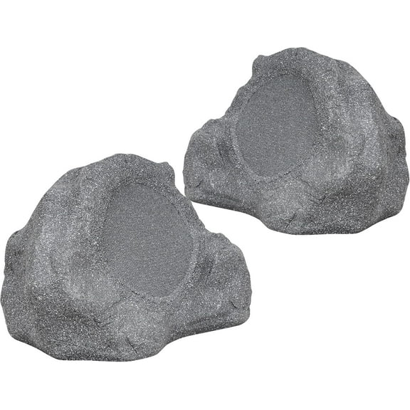 Sound Town Pair of 2-Way 8" High-Fidelity Outdoor Weatherproof Rock Landscape Speakers, 70V/100V/8Ω, Commercial Installation for Garden, Yard, Deck, Gray (ROCK-82G-PAIR)