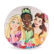 Princess Floral Gardens 14in Round Decorative Pillow, Polyester, Pink, Disney