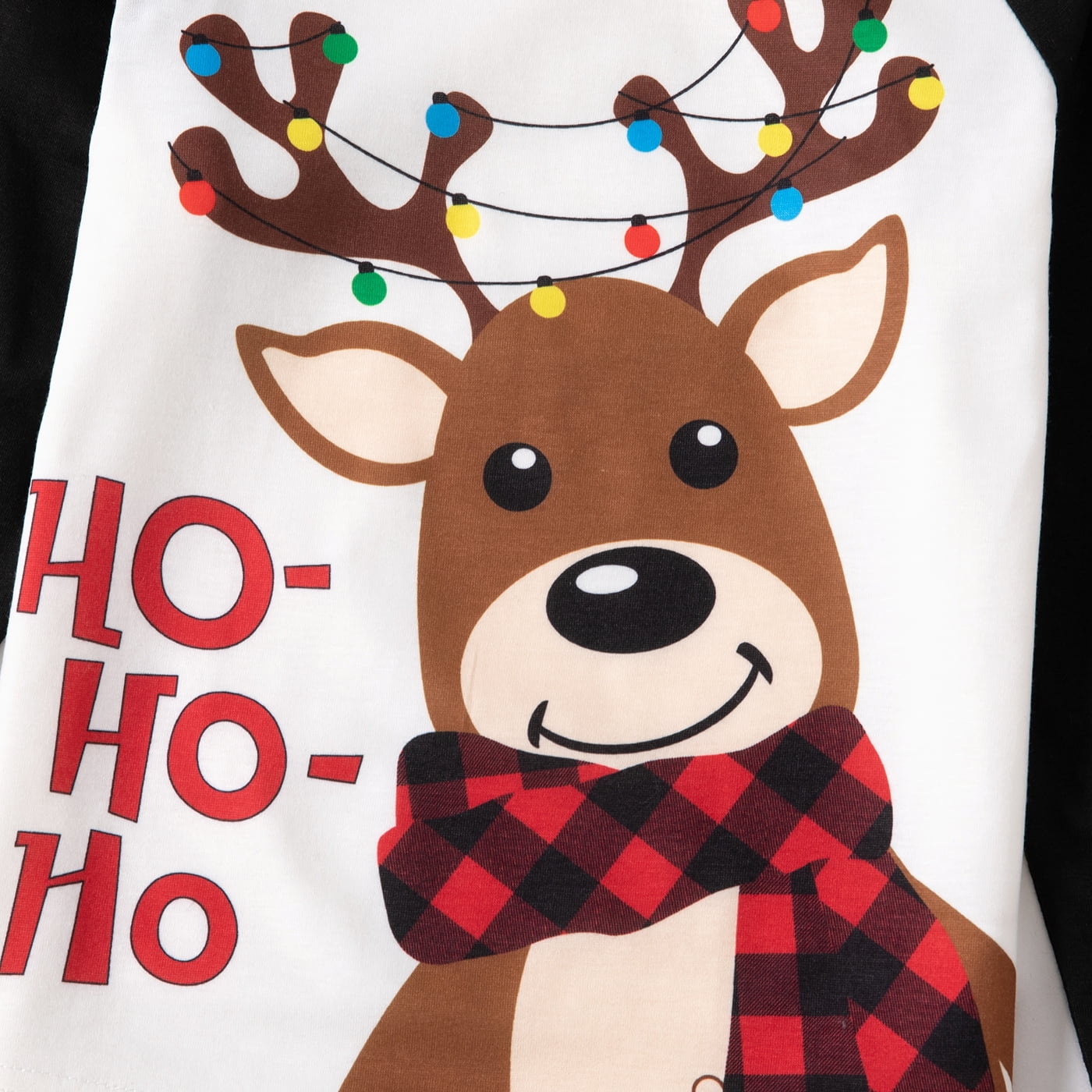 Christmas Deer and Letter Print Grey Family Matching Raglan Long-sleeve Pajamas Sets (Flame Resistant)