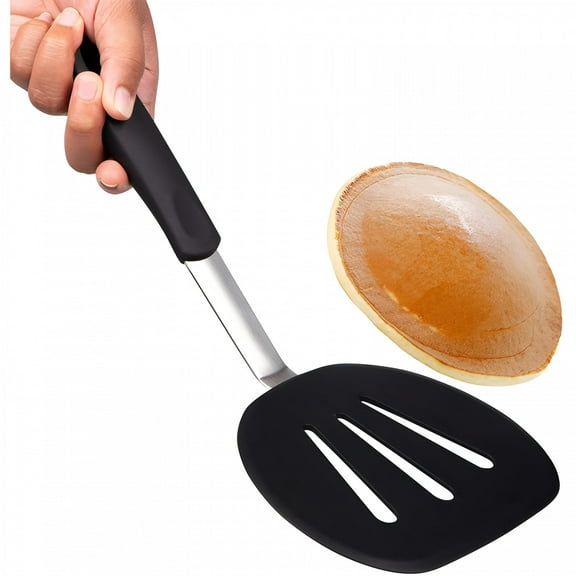 ACDANC Silicone Flexible Pancake Turner,Large Silicone Slotted Wide Turner Spatula with 600°F Heat Resistant Bpa Free Nonstick Kitchen Cookware for Tossing and Flipping Pancakes