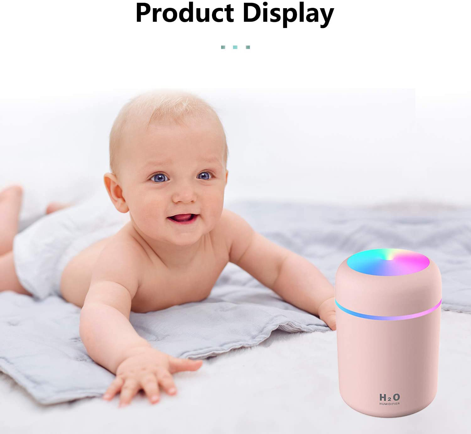 Mini Humidificateur D'air 300ML, Shanmei USB Portable Silencieux  Humidificateur Bébé D'air Maison, avec Arrêt Automatique et Fonction  Veilleuse pour Chambre, Bureau, Voiture (Rose)